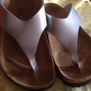 Silver thong Birkenstock sandal